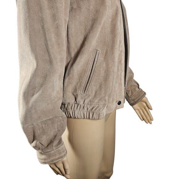 1980s Brown Suede Leather Zip Up Jacket Size 11 - 12 Vintage Womens Size XS - Picture 7 of 12